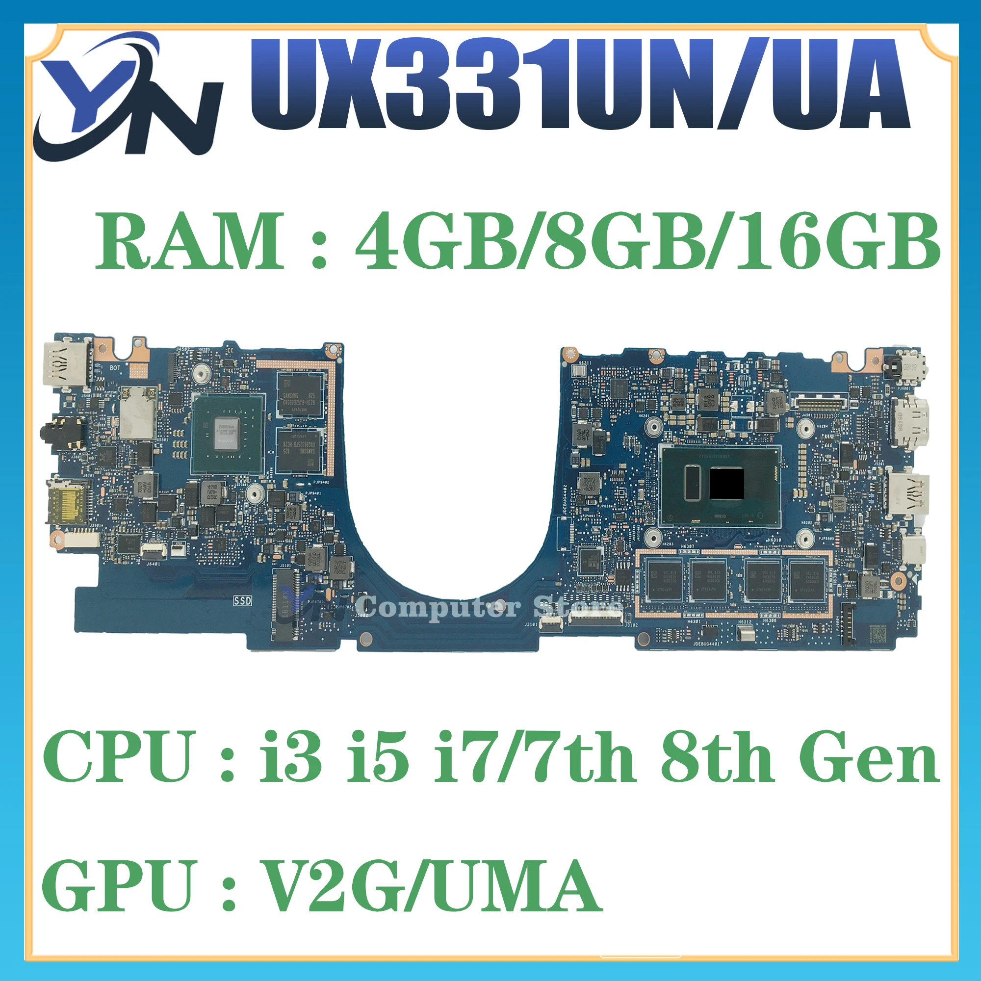 

UX331UA Mainboard For ASUS UX331UAL UX331UN UX331U Laptop Motherboard i3 i5 i7 7th/8th Gen V2G/UMA 8GB/16GB-RAM 100% TEST OK