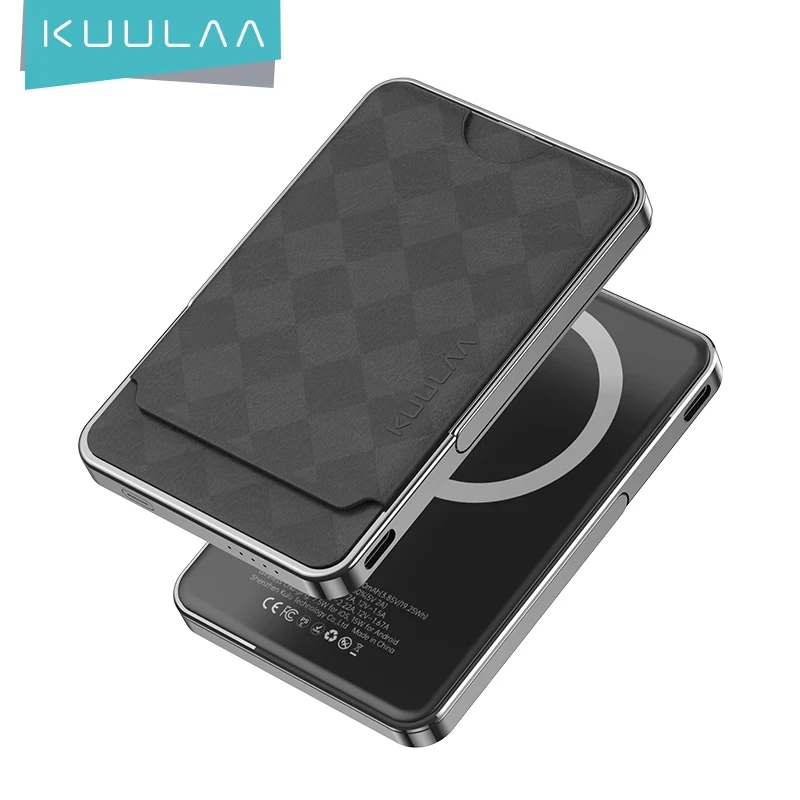 

KUULAA 5000mAh Magsafe Power Bank Magnetic Battery with Stand Card Bag Fast Charging External Battery For iPhone 16 with holder