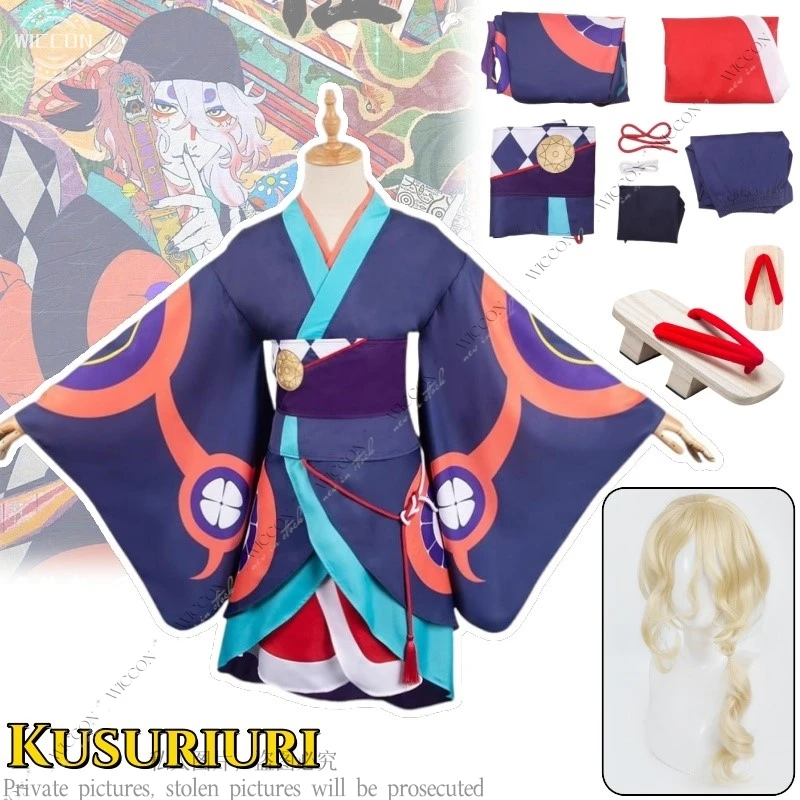 أنيمي مونونوكي تأثيري فيلم الطب هالوين عيد الميلاد لعب الأدوار قباقيب البائع Kusuriuri تأثيري حلي كيمونو الذهبي شعر مستعار حذاء