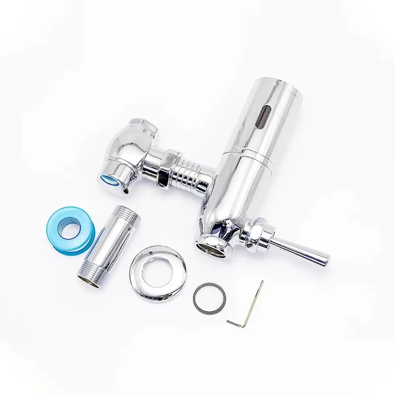 Exposed non-contact automatic flush sensor flush valve with mechanical handle