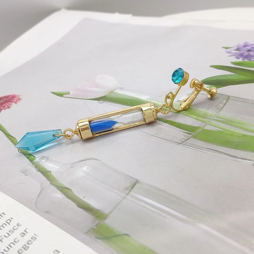 Anime Vanitas Earrings The Case Study of Vanitas No Karte Props Hourglass Earrings Ear Cuff Cosplay Jewelry Ear Studs Gifts