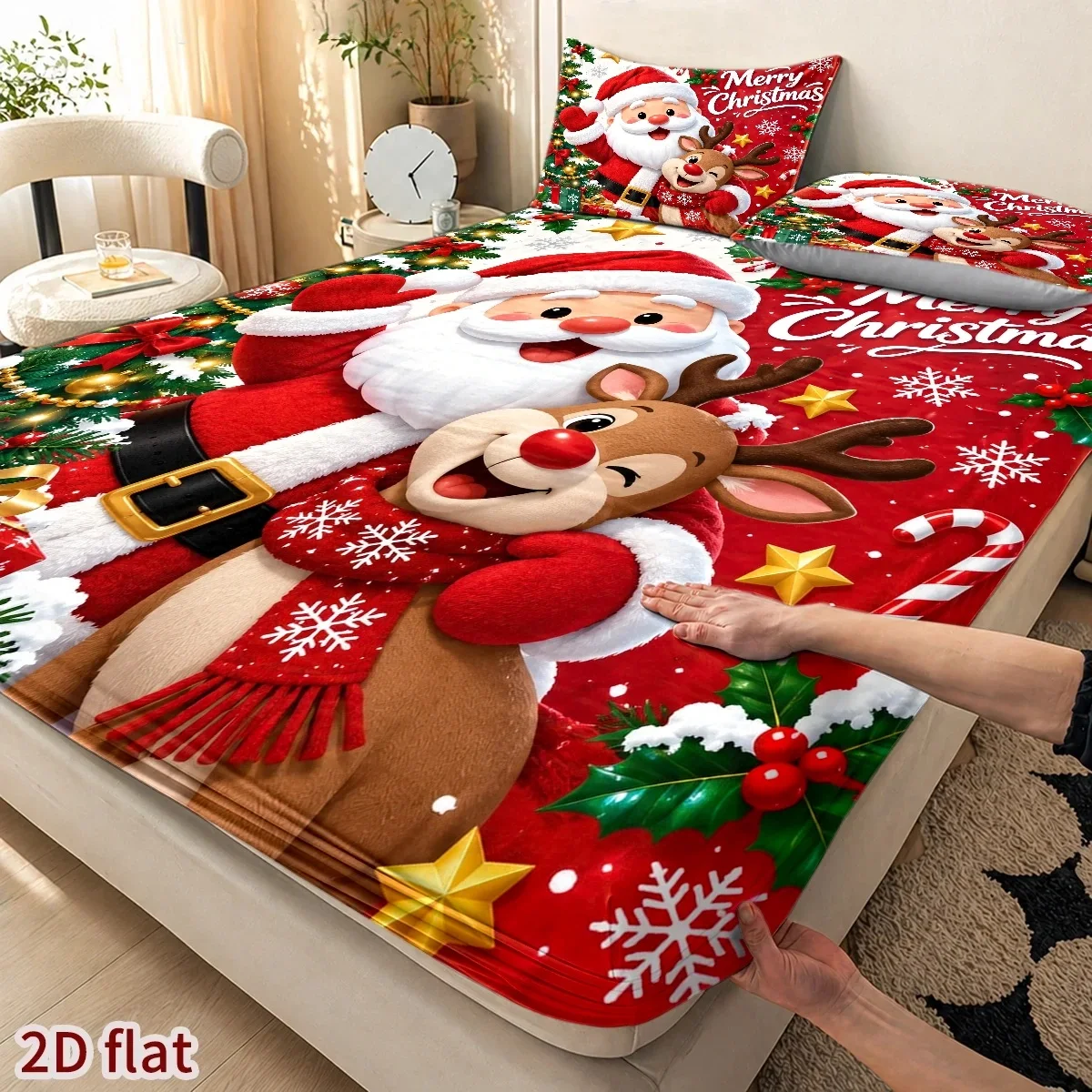 Fitted Bed Sheets Deep Pocket - طقم ملاءات سرير ثلاثي القطع بطبعة