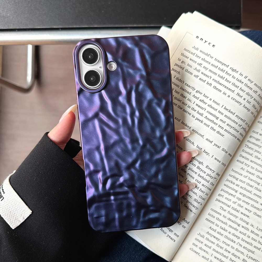 Luxury Purple Tin Paper Pattern Phone Case For iPhone 16 15 14 13 12 11 Pro XS Max XR X Shockproof Soft Silicone Cover