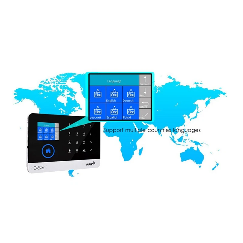 ABSJ-sistema de alarma para seguridad antirrobo en el hogar, 433Mhz, WIFI + alarma GSM, inalámbrico, Wifi, aplicación inteligente Tuya, funciona con enchufe estadounidense