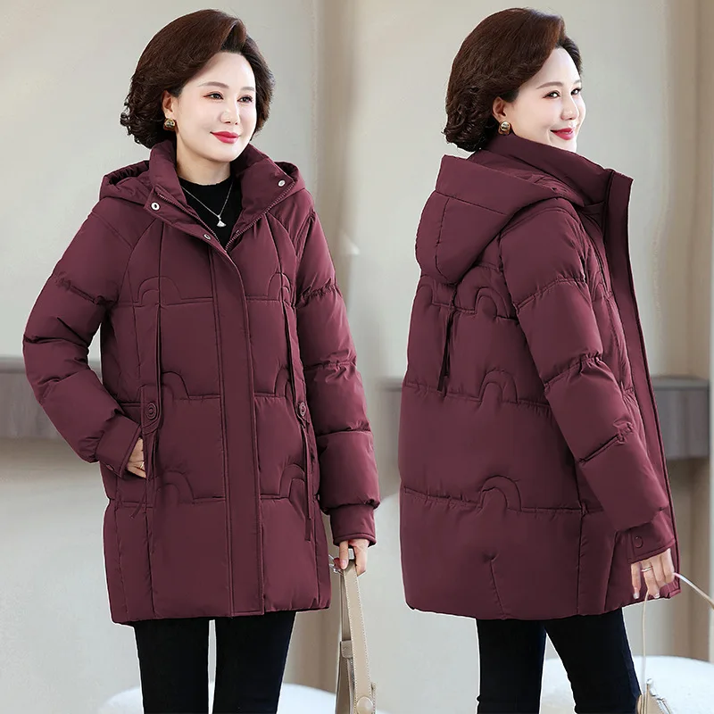 Parkas Women Mid Length Coats Hooded Zipper Jackets Thick Warm Y2k Streetwear Elegant Jacket Work Coat Autumn Winter 2025