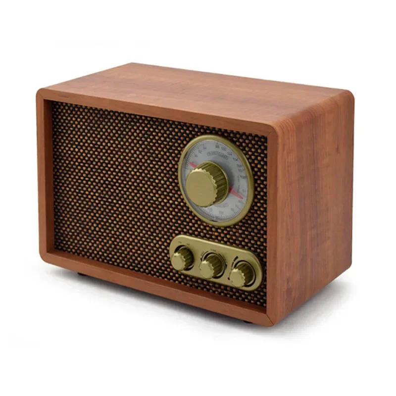 Retro Desktop Radio FM/AM Bluetooth Radio Two Dual-band Antique Wooden Old-fashioned Semiconductor Household Speakers