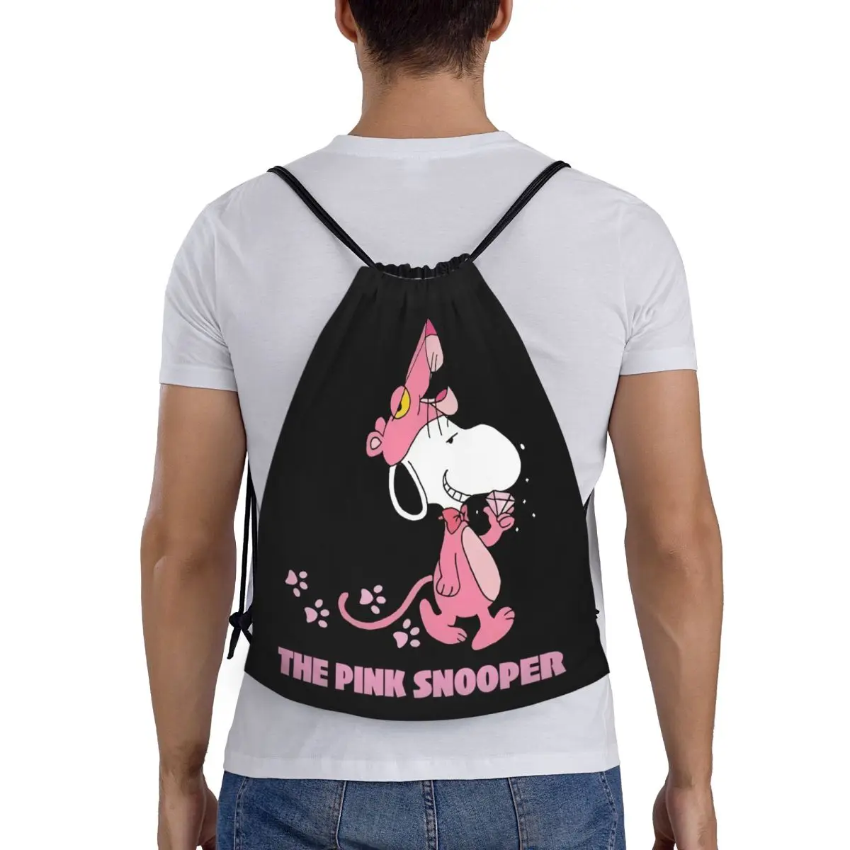 Personalizado s-snoopys o snooper rosa cordão mochila sacos das mulheres dos homens leve ginásio esportes sacos para yoga