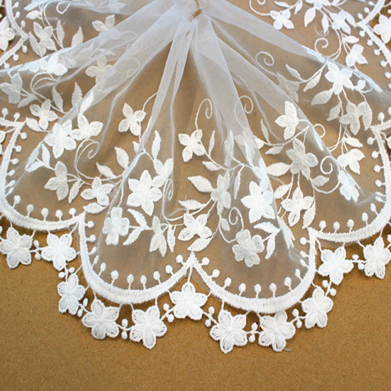 

19Yard/Lot Width:16cm New White Cotton Embroidered Mesh Lace Garment Lace Trims Trimmings DIY Sewing Accessories 151