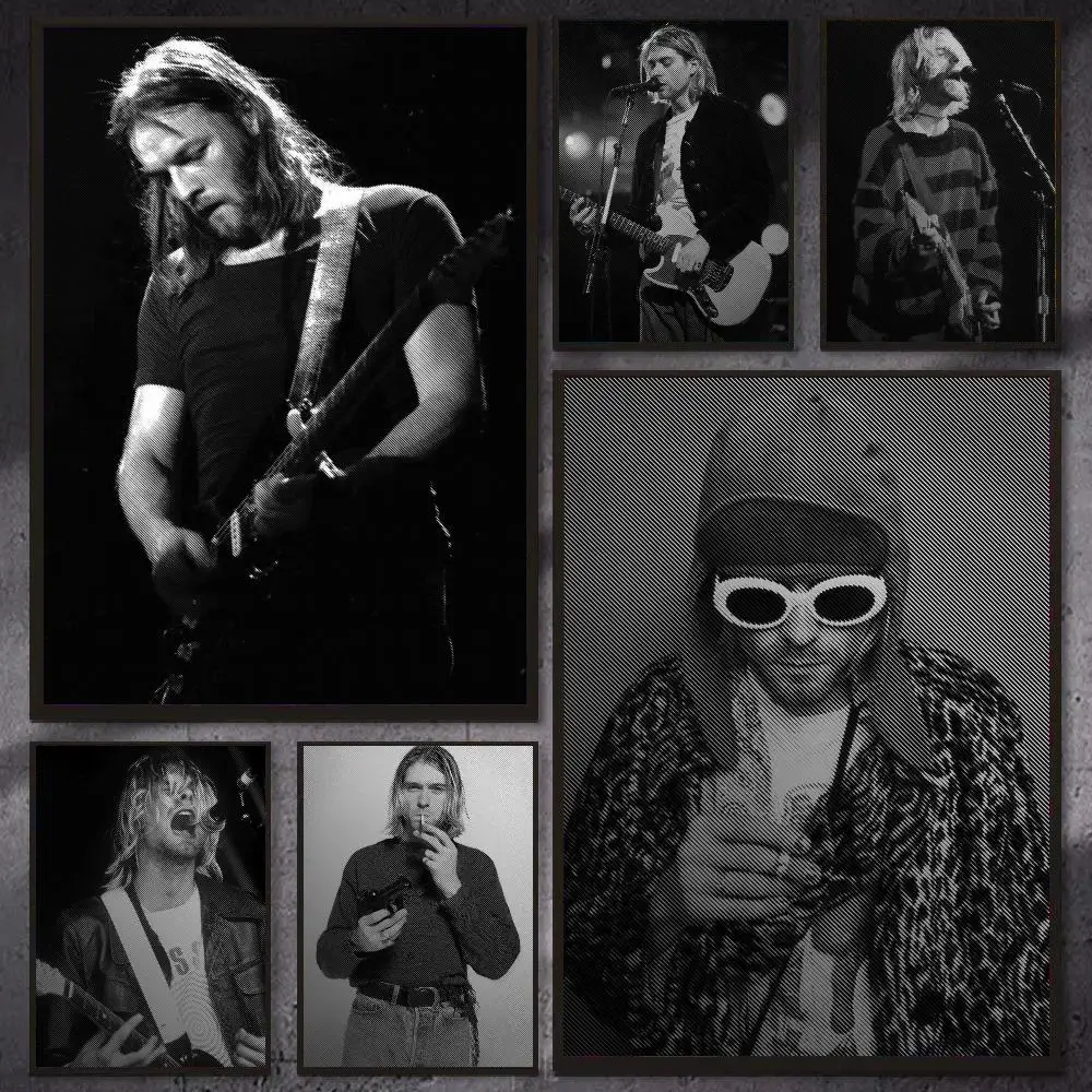 Grunge Rock Icon K-Kurt Cobain Poster PP Wall Decor Posters Celebrity Art Prints Aesthetic Wall Art Bedroom Office Home Gift