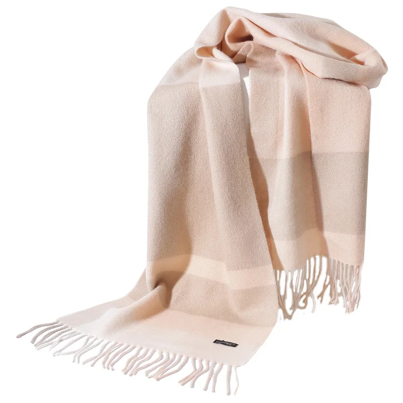 Women\'s Scarf Autumn and Winter New Pure Cashmere Warm Korean Tassel Scarf High-end Fashion Lengthened Bib Shawl Outdoor Scarf