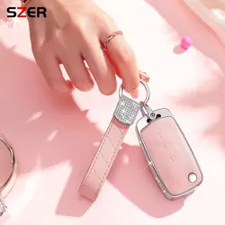 Metal Leather Car Key Case Cover For Volkswagen VW Polo Golf Passat Tiguan Beetle Caddy T5 Up Eos Skoda Octavia Seat Leon Altea