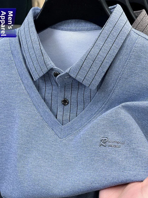 

Spring Autumn 2025 Men's Faionable Casual Long Sve Knitted irt Collar Sweater Sli Trendy Single Piece Polyester Co...