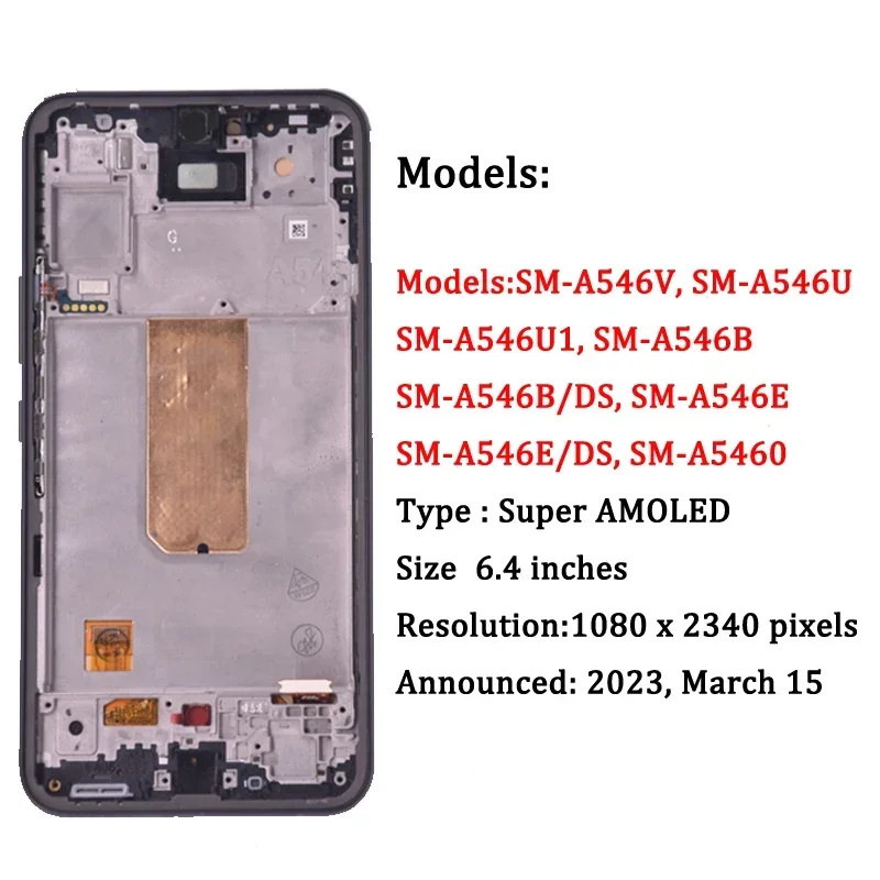 6.4\'\' Super AMOLED For Samsung A54 5G LCD A546U A546B A5460 Display Touch Screen Digitizer For Samsung A546 LCD