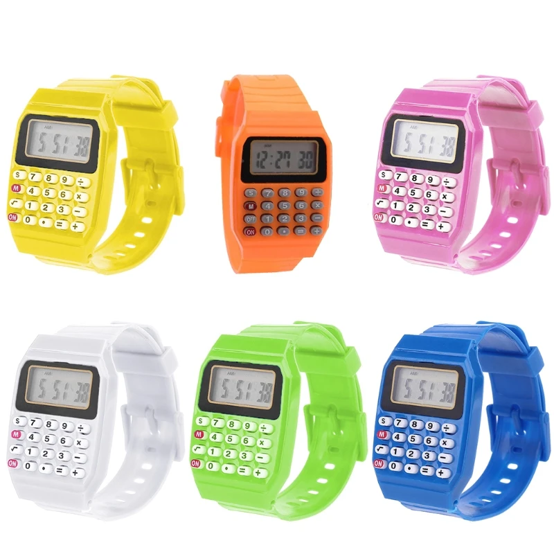 Montre-bracelet en silicone pour enfants, calculatrice électronique polyvalente, mode pour enfants, date