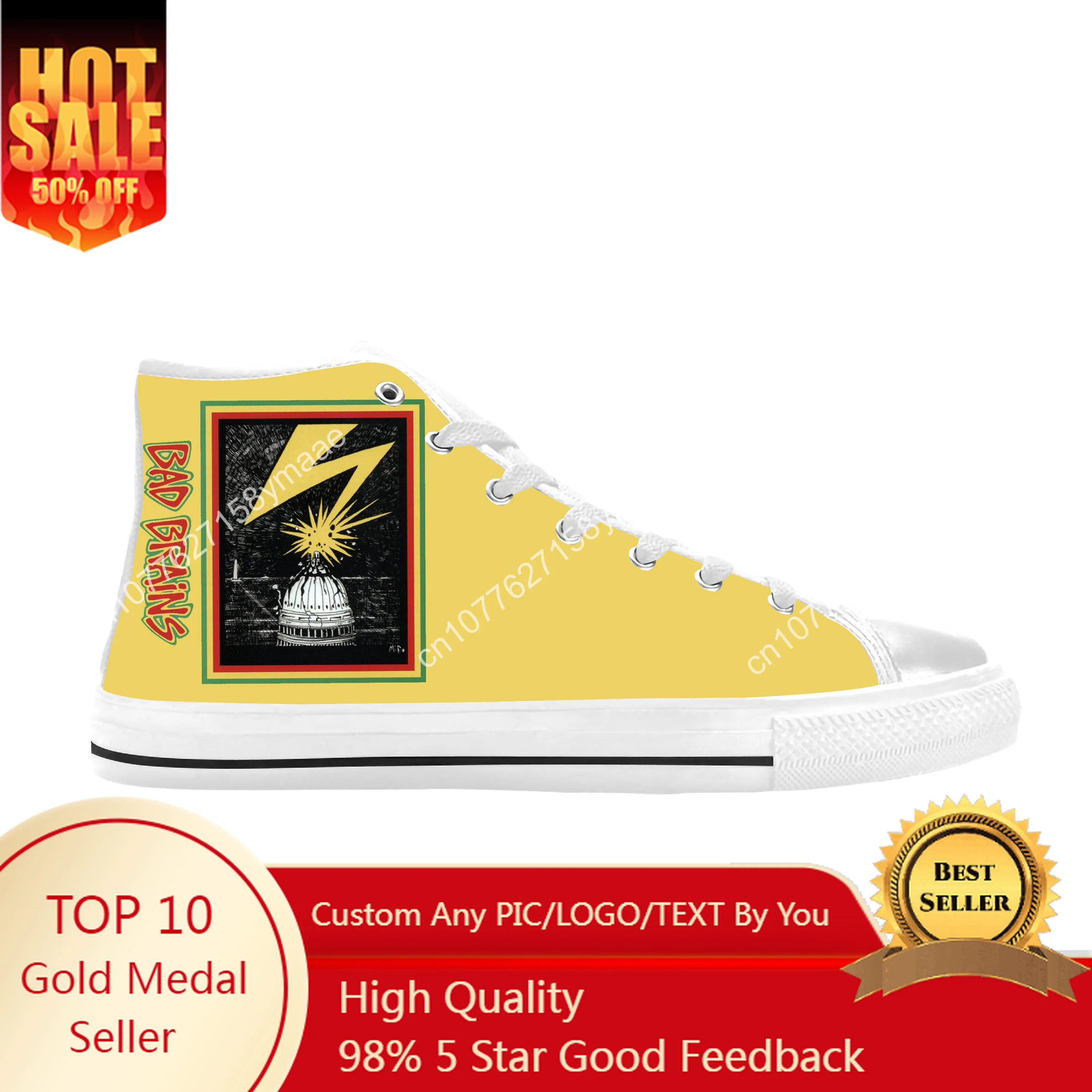 

Bad Brains Punk Rock Band Singer Music Cool Funny Casual Cloth Shoes High Top Comfortable Breathable 3D Print Men Women Sneakers