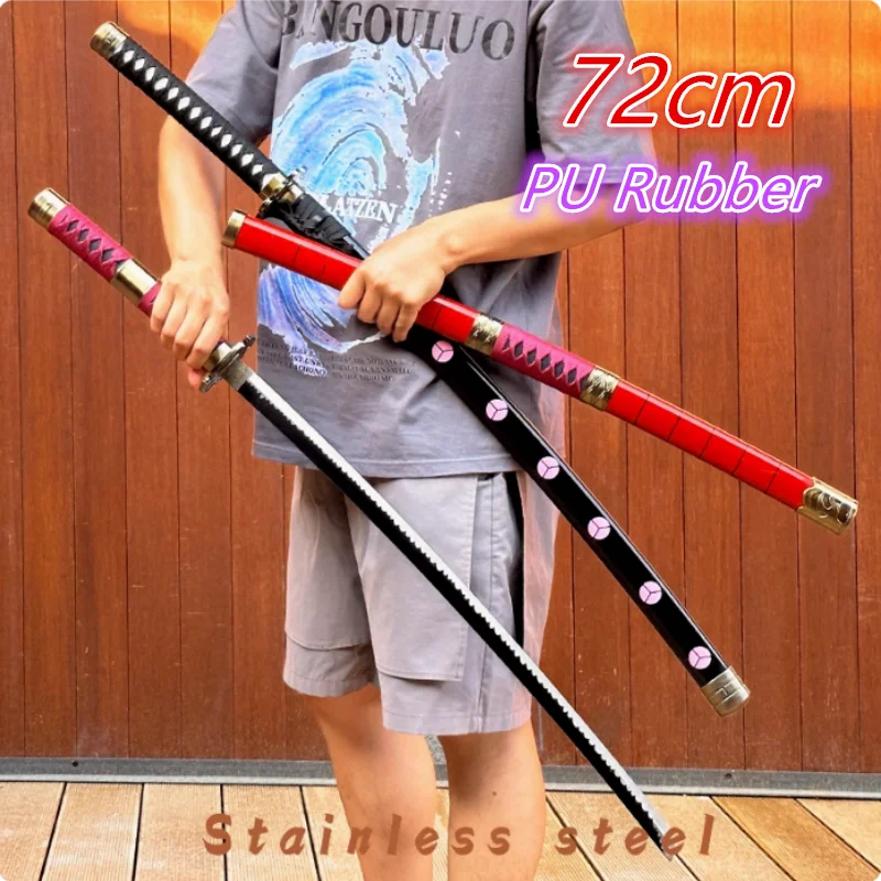 72cm Anime Cosplay Roronoa Zoro Katana Sword PU Sandai Kitetsu Sword  Role Playing Qiu Shui Samurai Weapon Party toy Sword