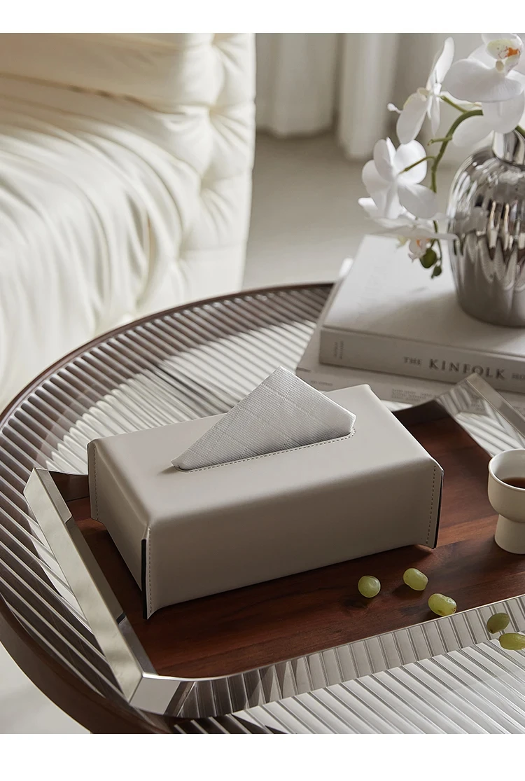 Gewebte Tissue Box Leder Serviette Fall Luxus Papier Abdeckung Wohnzimmer Seidenpapier Halter Desktop Hause Tisch Dekoration – Detail 10