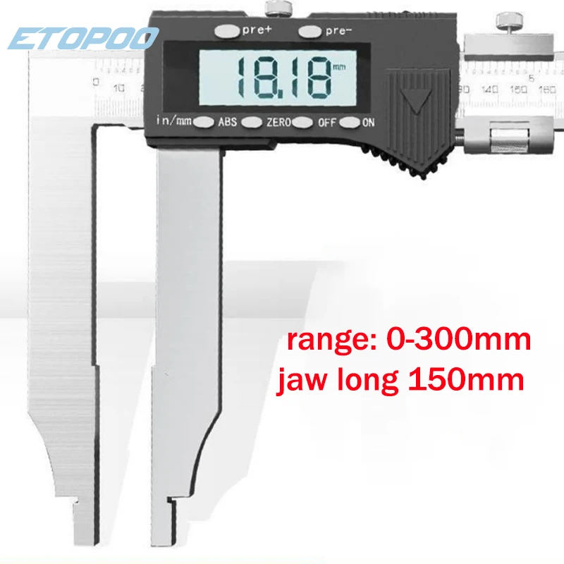 300mm long jaw digital caliper heavy duty digital vernier caliper 0-300mm with long jaw 150mm long digital slider caliper