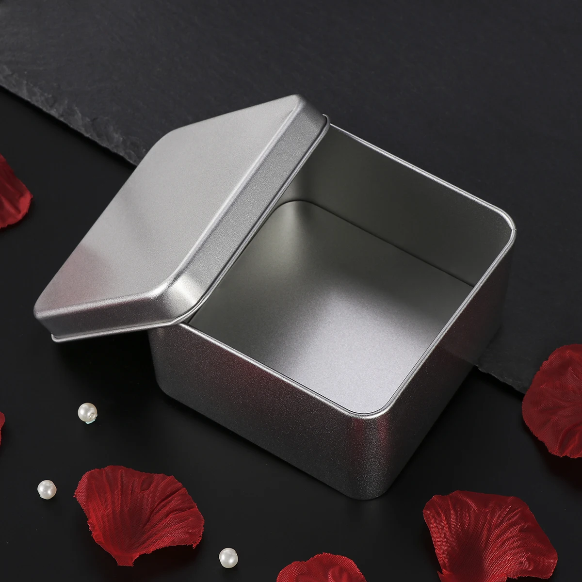 

Premium Square Empty Tin Box For Tea Spices Storage 90X90X55Mm Silver Metal Container Kitchen Drawer Organizing Gift Packaging