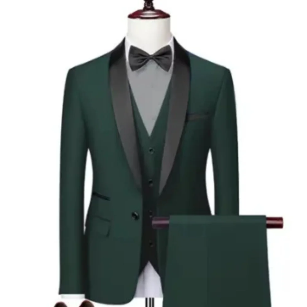 

Elegant Man Suit (Blazer+ Vest + Pants) Men's Fashion Business Korean Version Slim-fit Wedding Professional Gentleman Suit XS-6X