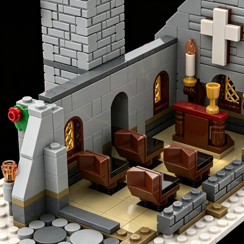 QWERT Street View Model MOC Building Bricks Winter Village Chapel Modular Technology Gifts Holiday Assemble Toys Suit Display