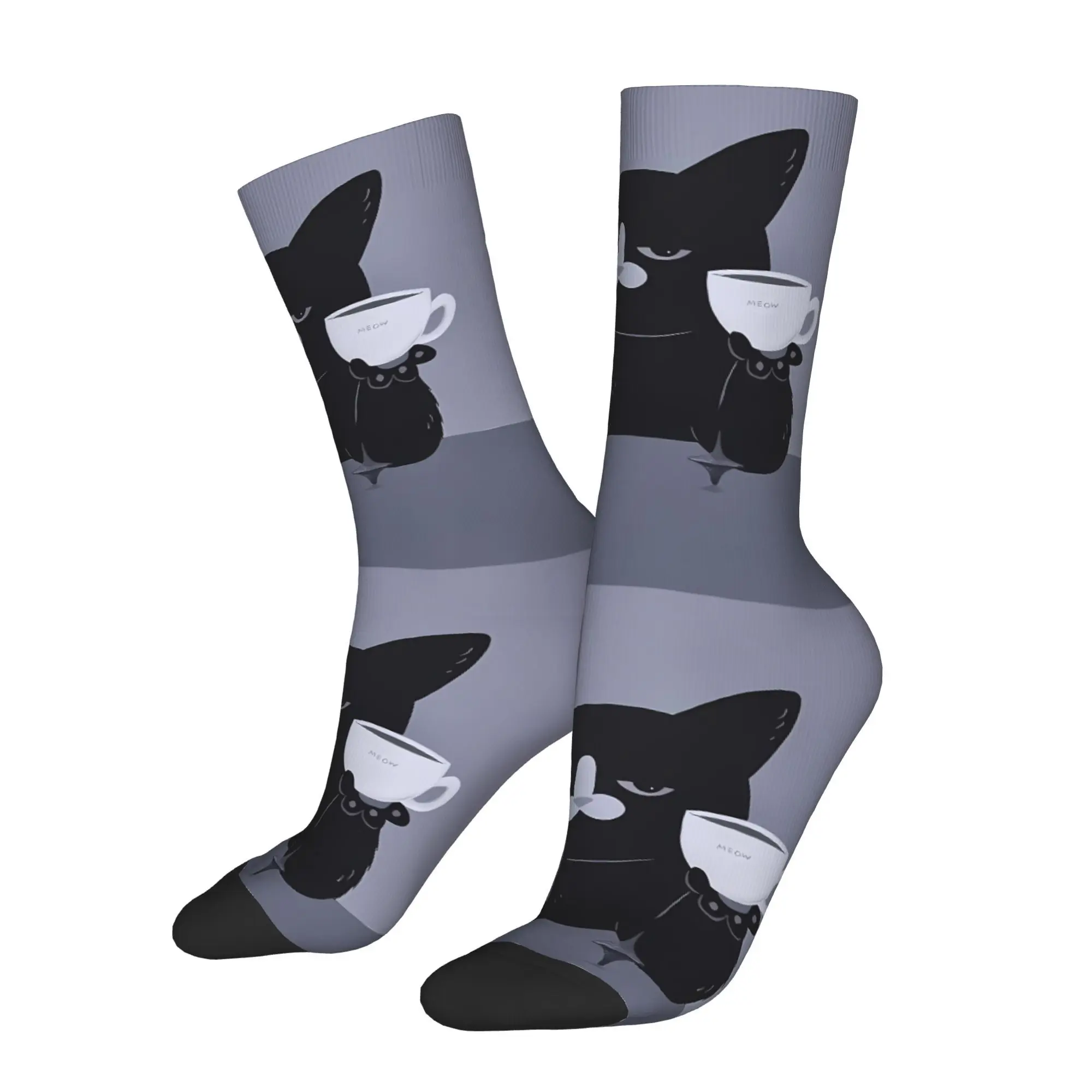 Funny Sock for Men Cat Pattern Hip Hop Harajuku  Happy Breathable Pattern Printed Crew Sock Seamless Gift