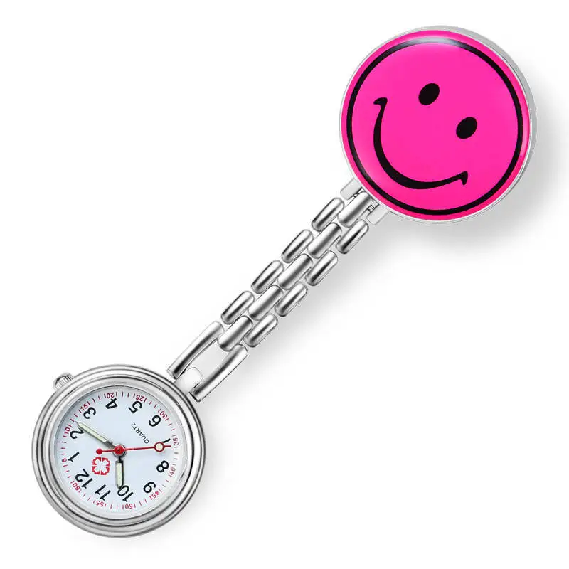 Nieuwe Lachende Gezicht Verpleegster Horloges Kleding Hangend Horloge Cartoon Fob Clip Horloges Schattige Student Zakhorloge Cadeau Klokken Voor Dortors