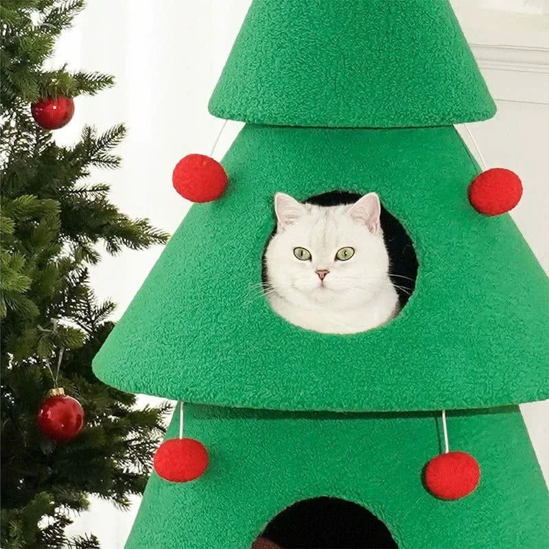 Hot sale Christmas tree cat climbing frame cat litter 3-in-1 cat claw grinder toy climbing post