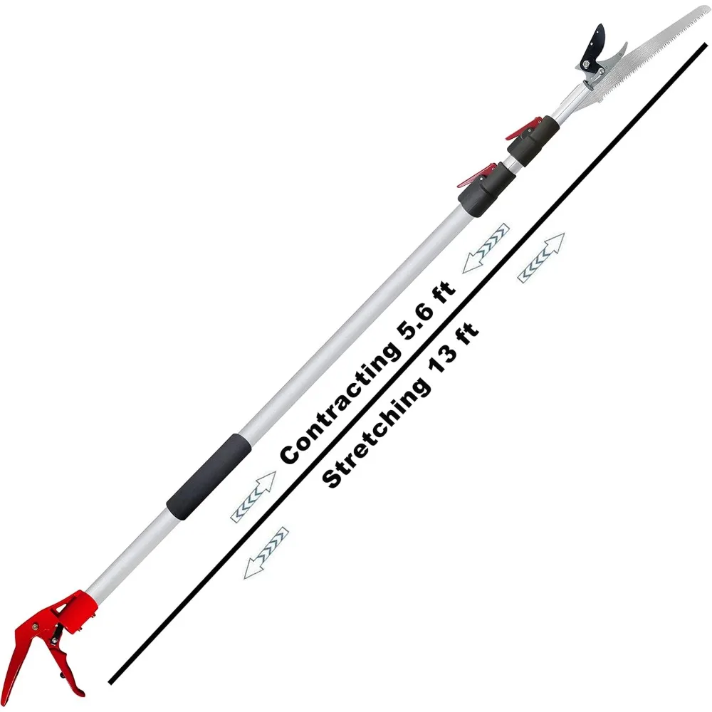 

5.6-13 Foot Extendable Tree Pruner, Cut and Hold Pruning Trimmer, Long Reach Pole Saw, Telescoping Fruit Picker