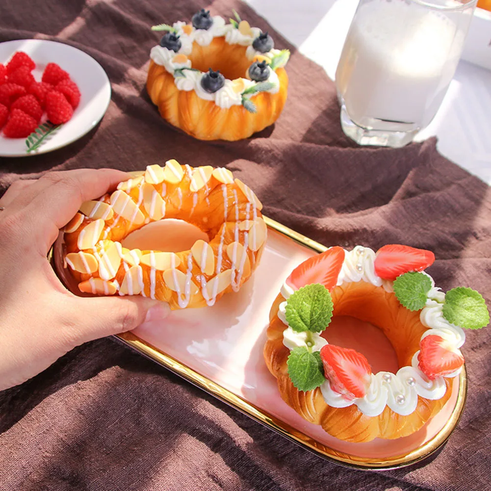 Simulated Fruit Cake Donuts Creative Soft PU Bread Simulation Model Decorations Ornaments Photography Props Stress Relief Toys