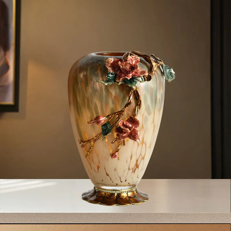 Enamel colored glass vase light luxury high-end living room ornament entrance study office decoration