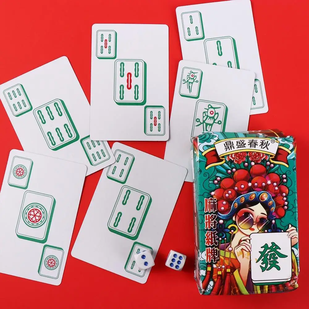 144 cartas/conjunto à prova dwaterproof água mahjong pokers jogando cartas mini caixa-embalado mah jong cartas de papel jogo conjunto mahjong poker cartas viagem