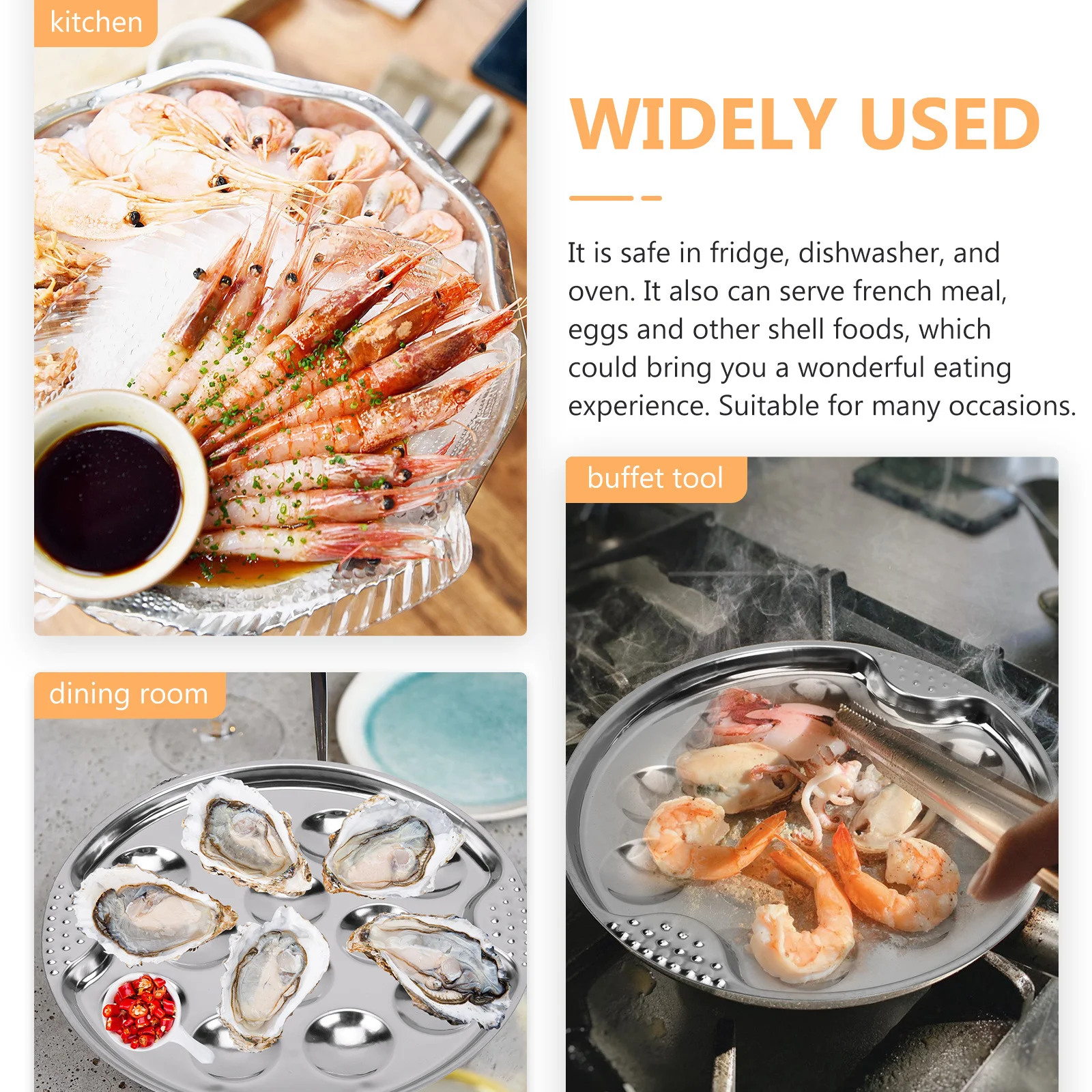 

1Set Shell Food Baking Plate Stainless Steel Snail Dish Set for Grill Oven Dishwasher Safe Classified Snail Container Kitchen