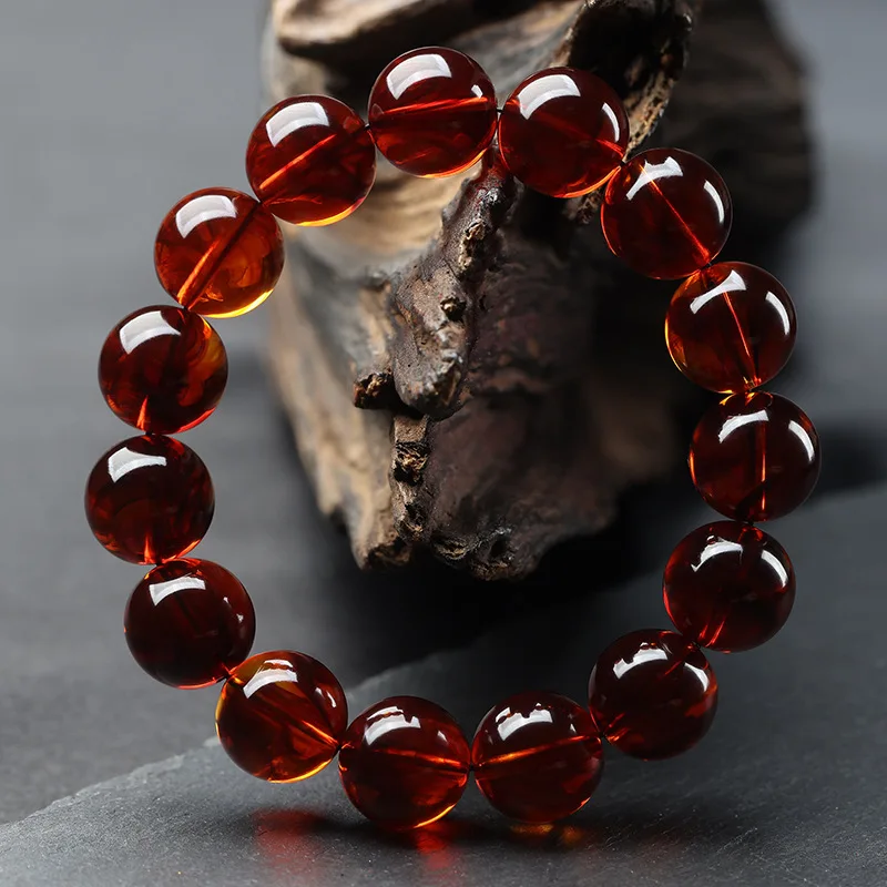 Myanmar second-generation blood-red single-loop , amber bead bracelet, Buddhist beads, unisex necklace