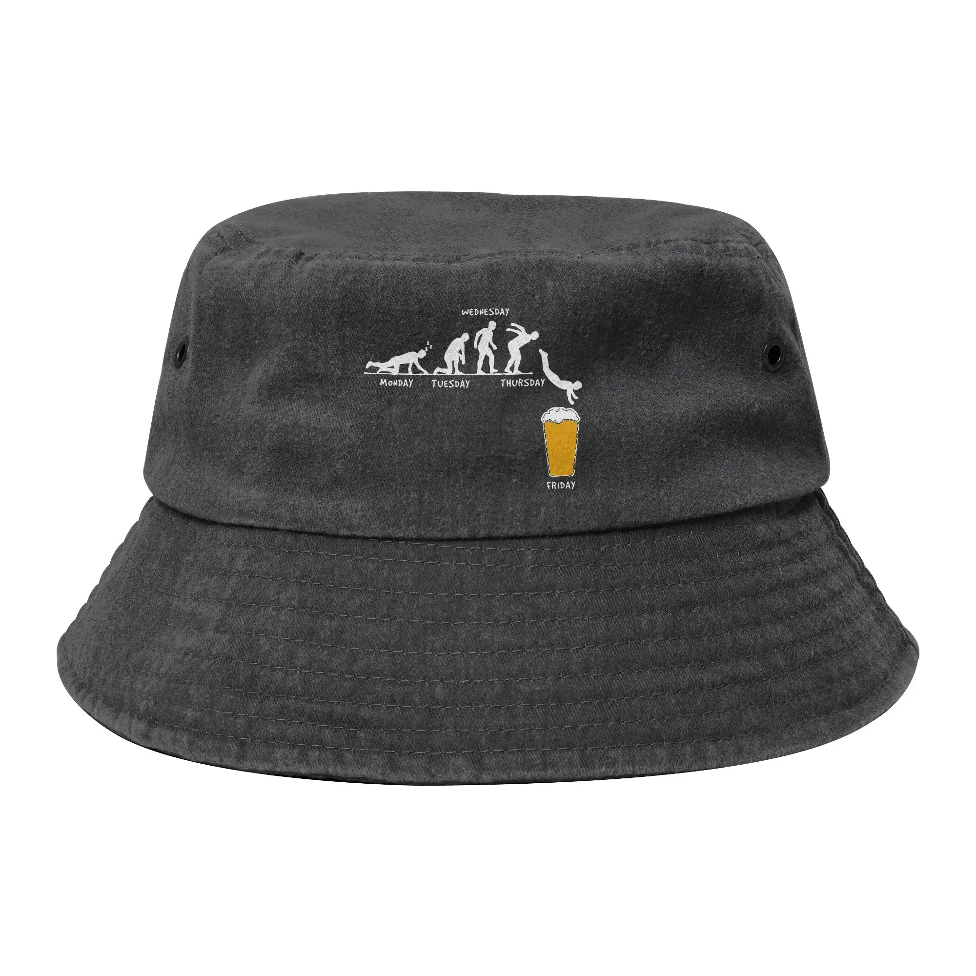 Unisex Distressed Washed Bucket Hat Week Craft Beer Summer Beach Vacation Getaway Headwear Outdoor Fisherman Hats Ispoti Cap