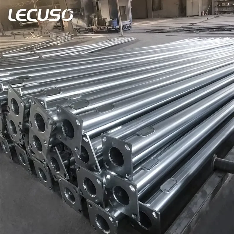 Customized Outdoor Rectangular European Street Light Poles 12m Height 3rd Generation Walkway Lighting Durable Aluminum