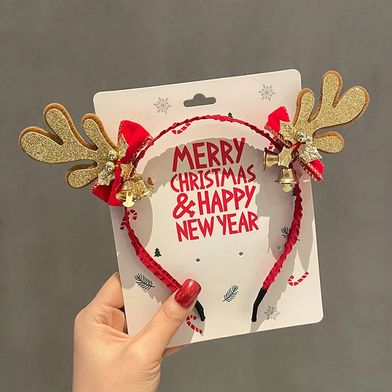 رباط شعر عيد الميلاد للنساء بوليستر عيد الميلاد الغزلان القرن رباط شعر حفلة عطلة إكسسوارات الشعر دنة لعيد الميلاد #2