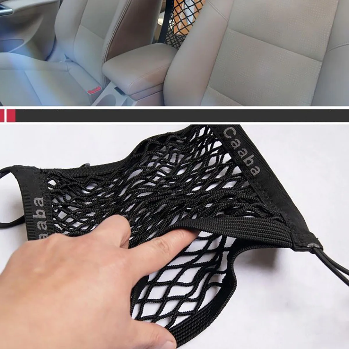 Car Storage Net Bag Between Seats Car Divider Pet Barrier Stretchable Elastic Mesh Bag Organizer Auto Accessories