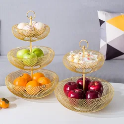 Iron 3 Tier Fruit Basket Fruit Bowl Iron Fruit Stand Home Creative Snacks Bread Storage Drain Basket Table Snacks Tray