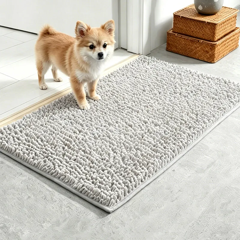 Superabsorberende hondenmat, antislip onderkant, wasbare entreekleed, houdt vloeren schoon, perfect voor modderige natte schoenen & poten, grijs