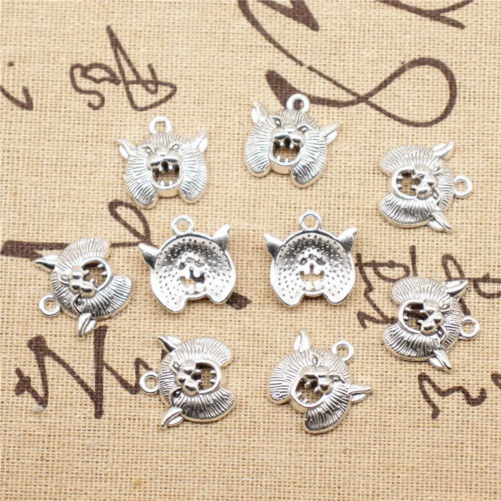 Fashion Jewellery Craft Supplies Charms Bear Head Antique Silver Color Pendant 19x20mm 10pcs