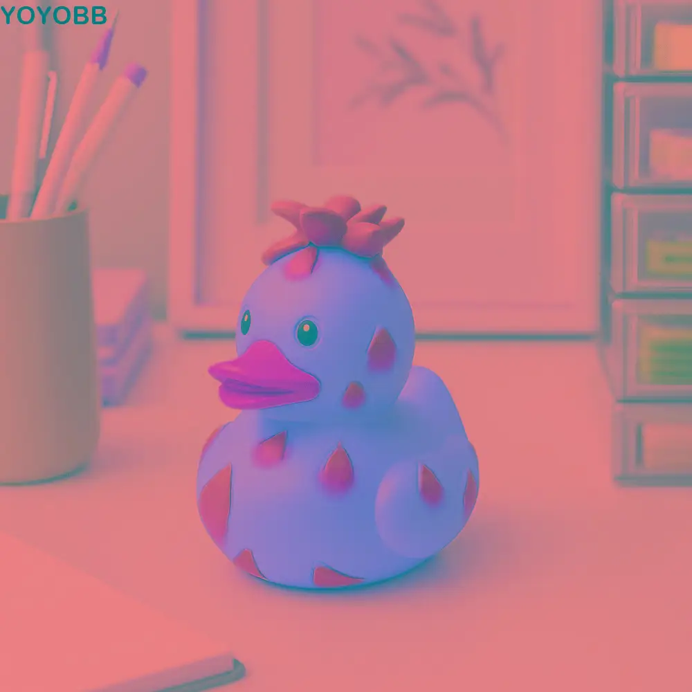 

Unique Cartoon Watermelon Duck Statue Funny Decorative Dragon Fruit Duck Figurine Resin Mini Duck Ornament Home Decoration