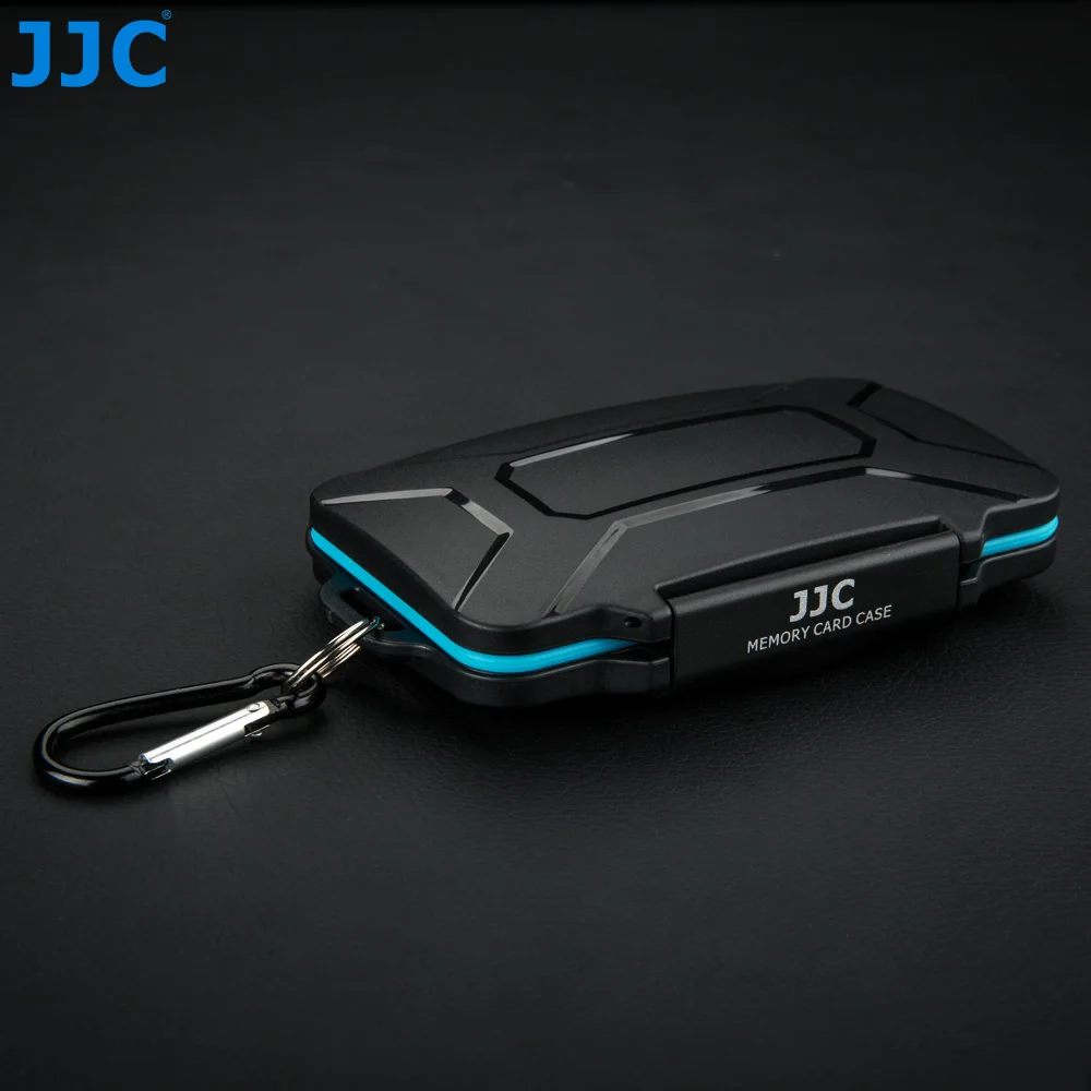 JJC TF MicroSD Card Case with Card Reader&Sim Card Pin Waterproof Memory Card Holder for SD/ Micro SD/ Micro SIM/ Nano SIM Cards