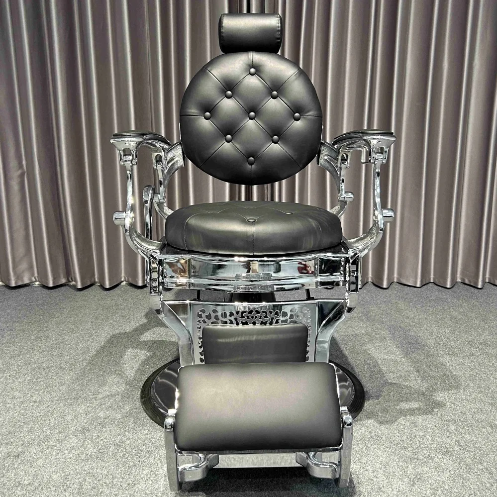 Fast Delivery Salon Furniture Heavy Duty Sliver Old Style Barber Chair Salon Chair Royal Chair Can Hold 400kgs Weight