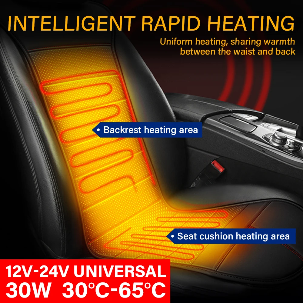 

12V/24V Universal Heated Car Seat Cushion Digital Display Function Fast Heating Adjustable Temperature for Sedans SUV Trucks