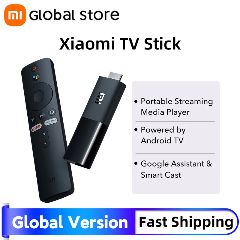 Global versie Xiaomi Mi TV Stick box Android TV 9.0 4-core 1080P HD Dual Decodering 1GB RAM 8GB Google Assistent Netflix Wifi 5