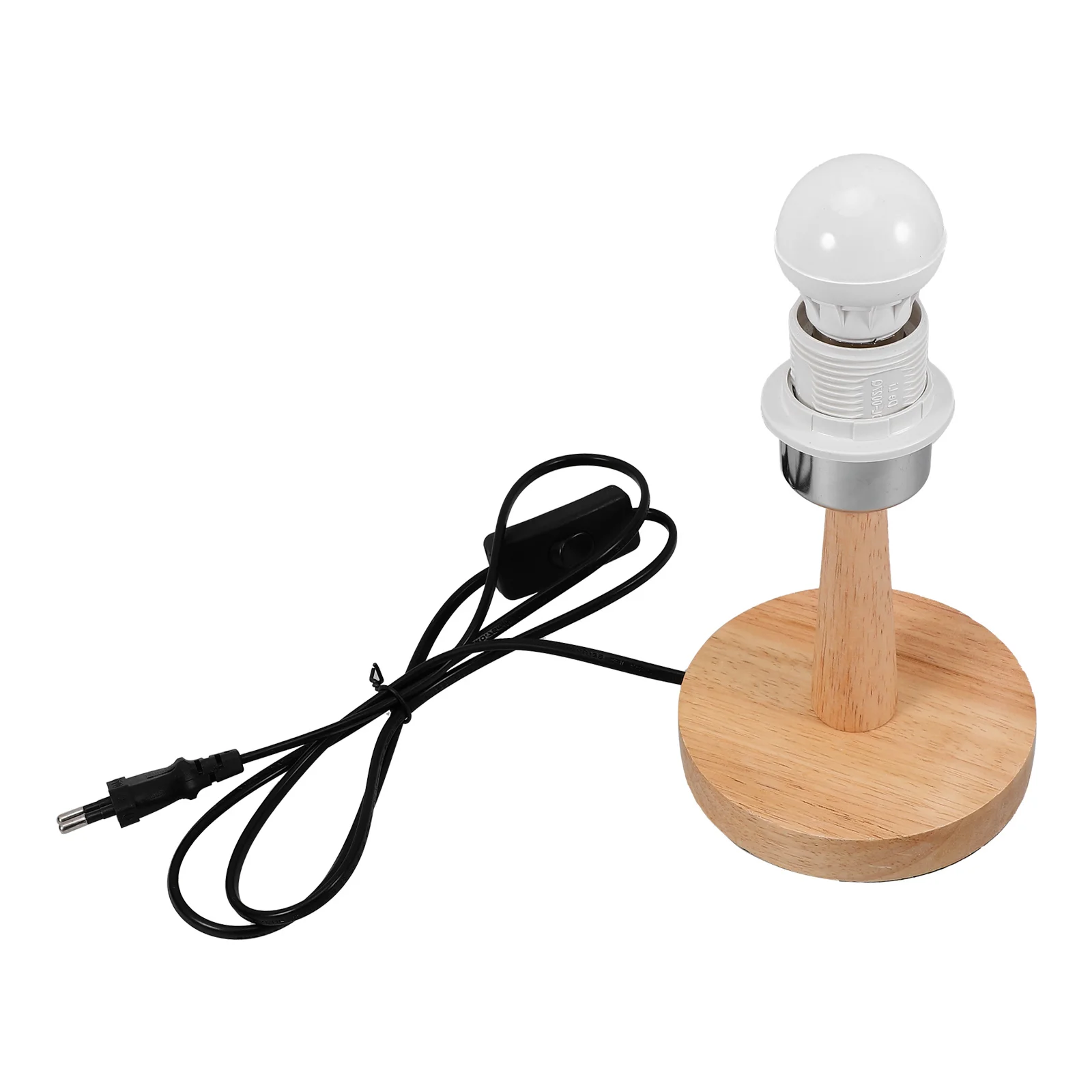 

Wooden Lamp Holder E27 Socket Durable Safe Rounded Shape Table Decor Compact Size Stable Flat Bottom Bedroom Office Night Light