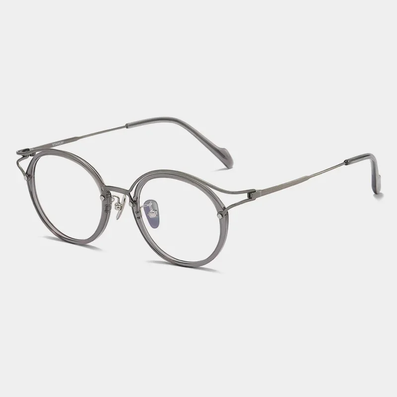 نظارات يابانية مستديرة عالية الجودة من التيتانيوم وصفة طبية نظارات ريترو خفيفة للغاية للرجال والنساء إطار قصر النظر الأزرق المضاد