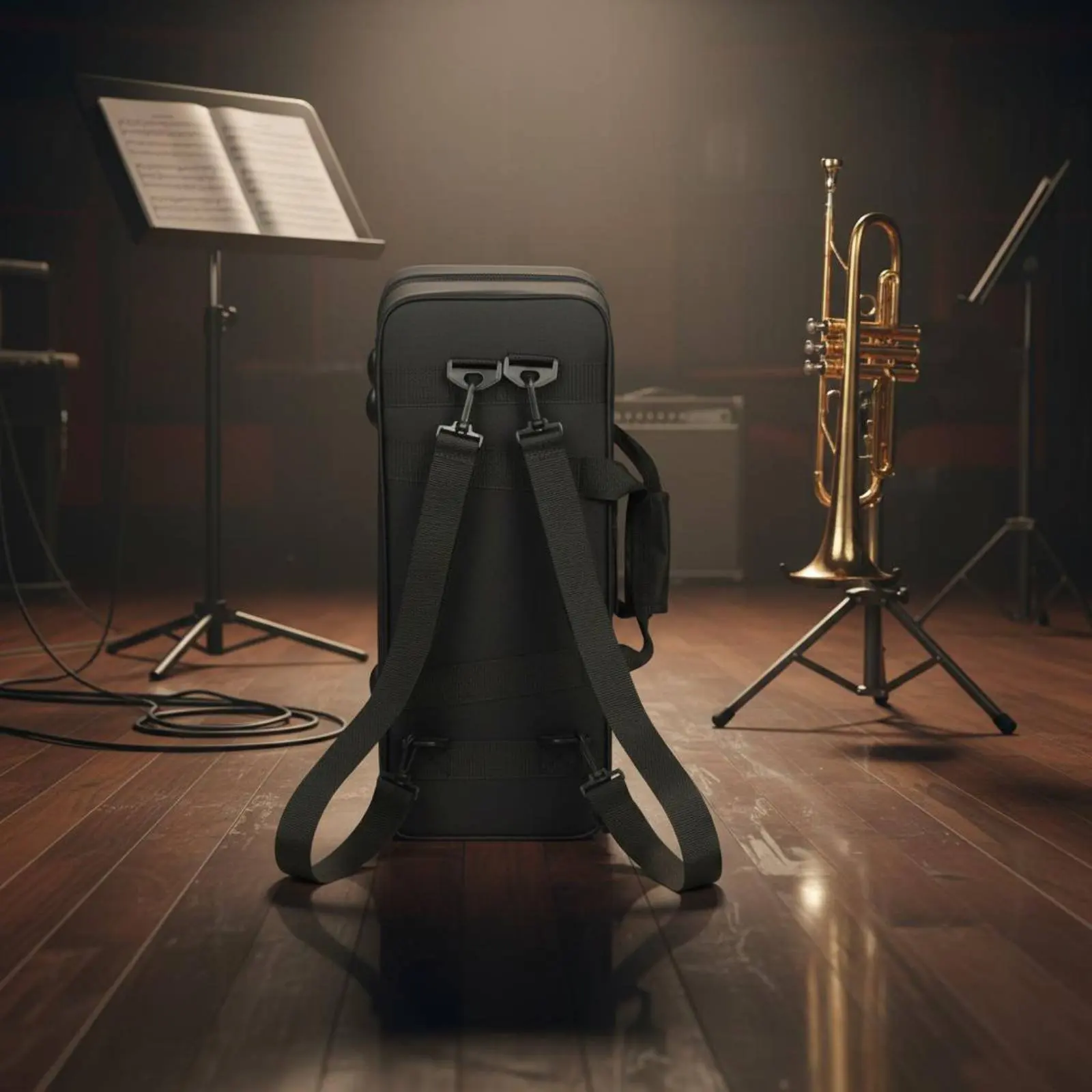 Black Trumpet Case Thickened Padded Trumpet Case Instrument Storage Portable Sturdy for Travel