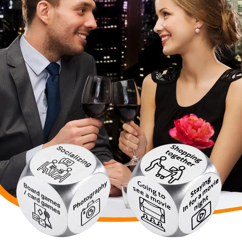 Couples Dice For Adults Stainless Steel Date Night Dice Game For Adults Fun Night Dating Decision Dice Choice-Making Tool For Bo